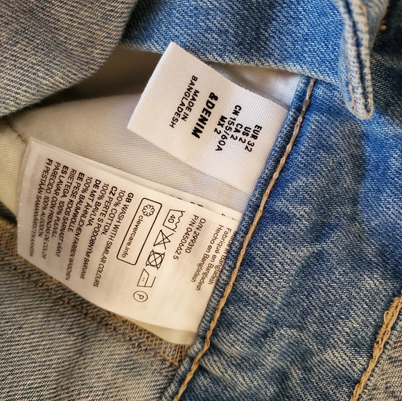 H&M Blue Distressed Relaxed Overall Shortalls sz 2 - Picture 6 of 6